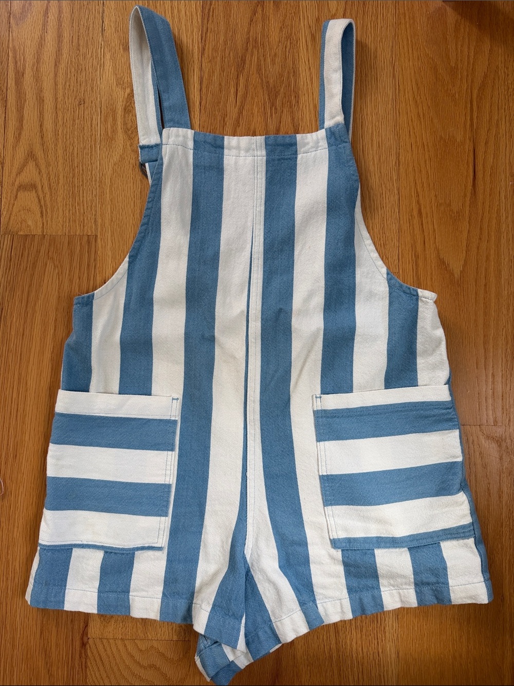 Double Zero Blue and White Striped Cotton Romper